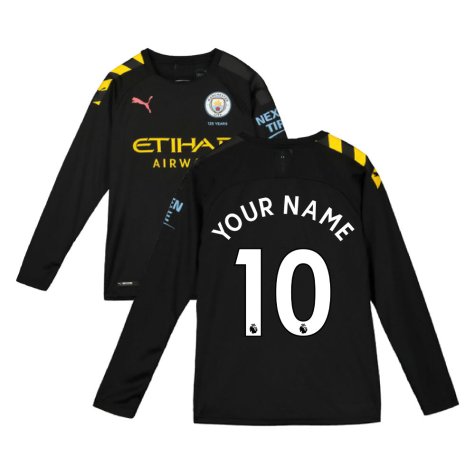 2019-2020 Manchester City Puma Away Long Sleeve Shirt (Kids) (Your Name)