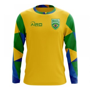 2020-2021 Brazil Long Sleeve Home Concept Football Shirt (Kids)