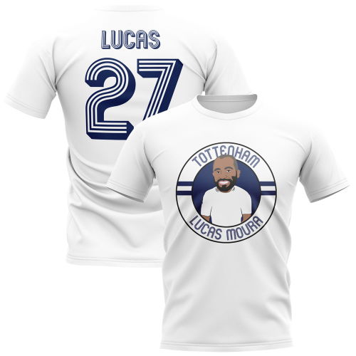 Lucas Moura Tottenham Illustration T-Shirt (White)