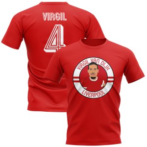 Virgil Van Dijk Liverpool Illustration T-Shirt (Red)