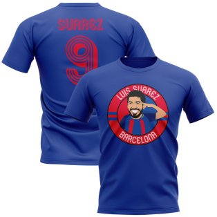 Luis Suarez Barcelona Illustration T-Shirt (Blue)