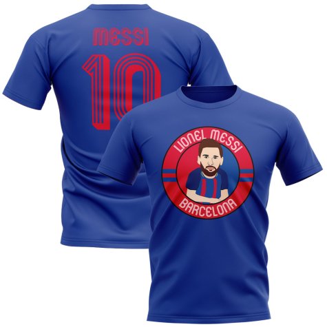 Lionel Messi Barcelona Illustration T-Shirt (Blue)