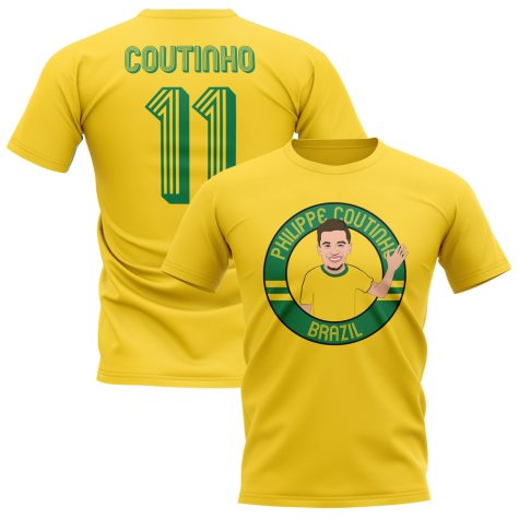 Philippe Coutinho Brazil Illustration T-Shirt (Yellow)