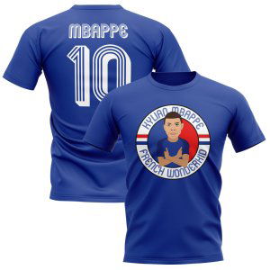 Kylian Mbappe France Illustration T-Shirt (Blue) Kylian Mbappe France Illustration T-Shirt (Blue)