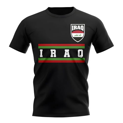 Iraq Core Football Country T-Shirt (Black)