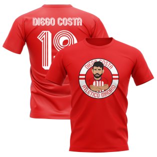 Diego Costa Atletico Madrid Illustration T-Shirt (Red)