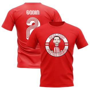 Diego Godin Atletico Madrid Illustration T-Shirt (Red)