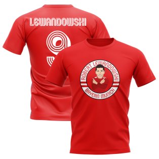 Robert Lewandowski Bayern Munich Illustration T-Shirt (Red)