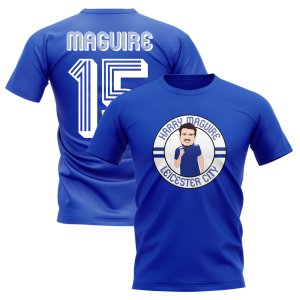 Harry Maguire Leicester Illustration T-Shirt (Blue)