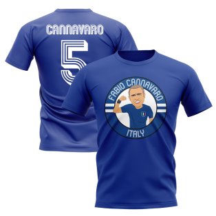 Fabio Cannavaro Italy Illustration T-Shirt (Blue)