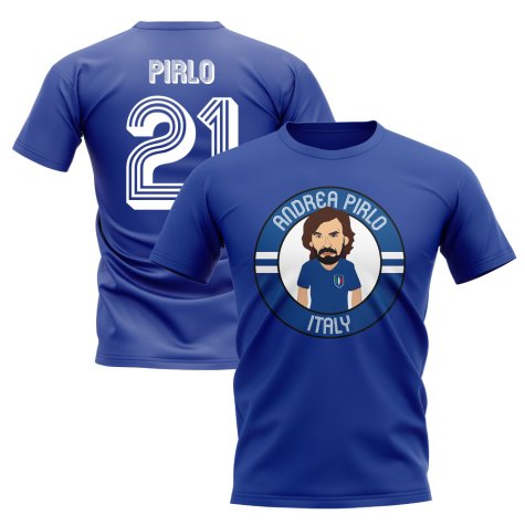 Andrea Pirlo Italy Illustration T-Shirt (Blue)