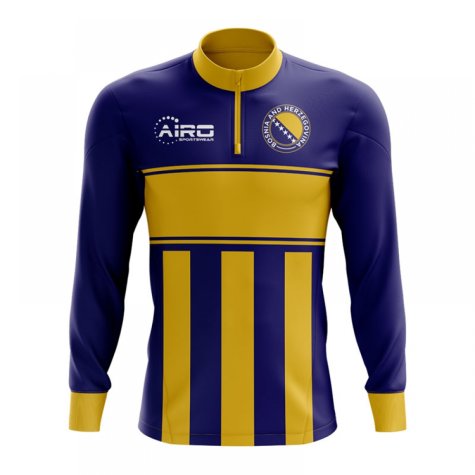 Bosnia and Herzegovina Concept Football Half Zip Midlayer Top (Blue-Yellow)