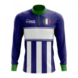 Italy Concept Football Half Zip Midlayer Top (Blue-White)