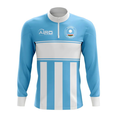 Sakha Republic Concept Football Half Zip Midlayer Top (Sky Blue-White)