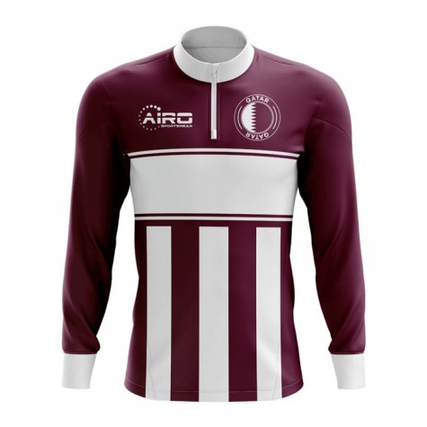 Qatar Concept Football Half Zip Midlayer Top (Burgundy-White)