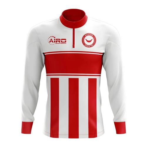 Easter Island Concept Football Half Zip Midlayer Top (White-Red)