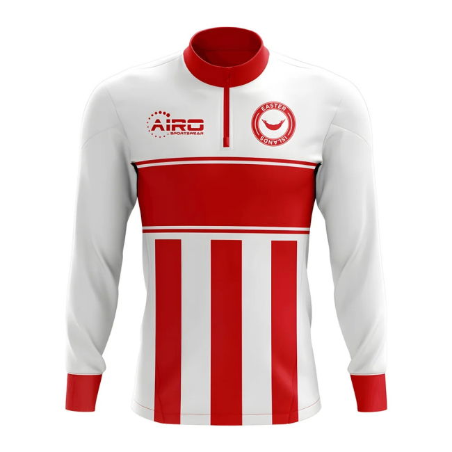 Easter Island Concept Football Half Zip Midlayer Top (White-Red)