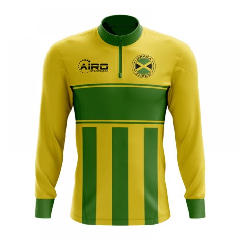 Jamaica Concept Football Half Zip Midlayer Top (Yellow-Green)