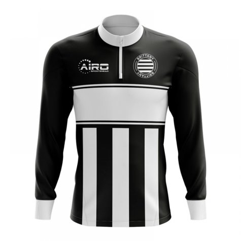 Brittany Concept Football Half Zip Midlayer Top (Black-White)