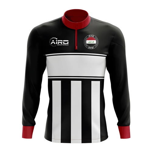 Iraq Concept Football Half Zip Midlayer Top (Black-White)