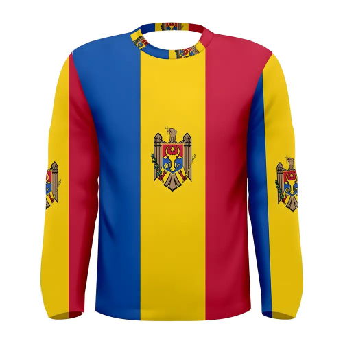 Moldova Flag Long Sleeve Sublimated Sports Jersey