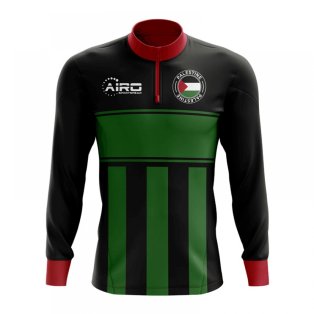 Palestine Concept Football Half Zip Midlayer Top (Black-Green)