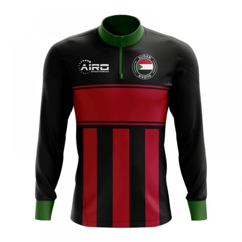 Sudan Concept Football Half Zip Midlayer Top (Black-Red)