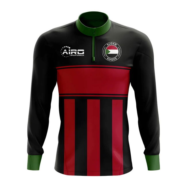 Sudan Concept Football Half Zip Midlayer Top (Black-Red)