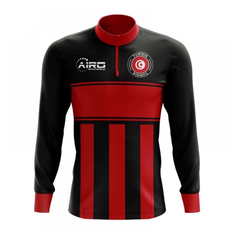 Tunisia Concept Football Half Zip Midlayer Top (Black-Red)
