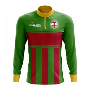 Central African Republic Concept Football Half Zip Midlayer Top (Green-Red)