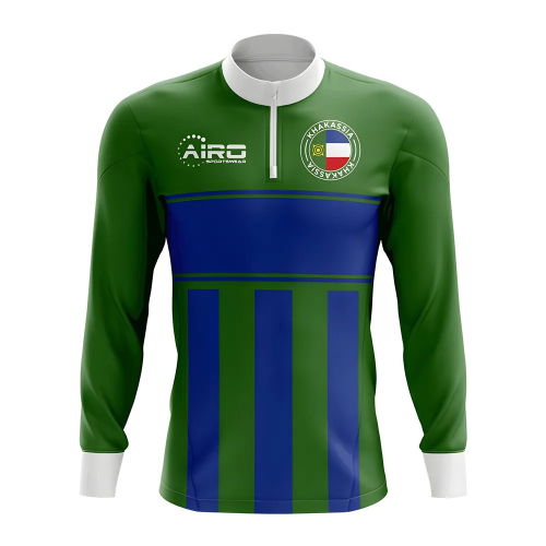 Khakassia Concept Football Half Zip Midlayer Top (Green-Blue)