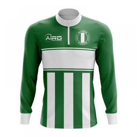 Nigeria Concept Football Half Zip Midlayer Top (Green-White)