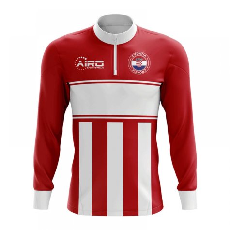 Croatia Concept Football Half Zip Midlayer Top (Red-White)