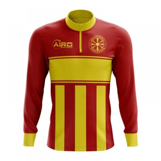 Macedonia Concept Football Half Zip Midlayer Top (Red-Yellow)