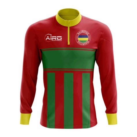 Mauritius Concept Football Half Zip Midlayer Top (Red-Green)