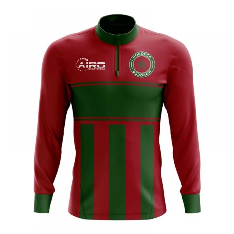 Morocco Concept Football Half Zip Midlayer Top (Red-Green)