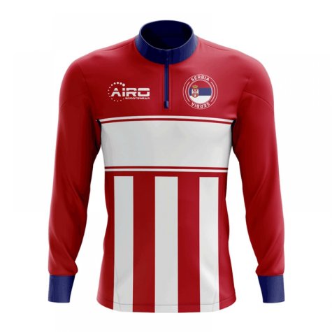 Serbia Concept Football Half Zip Midlayer Top (Red-White)