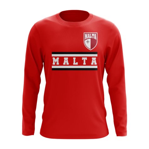 Malta Core Football Country Long Sleeve T-Shirt (Red)