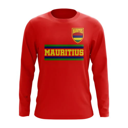 Mauritius Core Football Country Long Sleeve T-Shirt (Red)