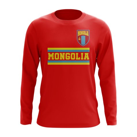 Mongolia Core Football Country Long Sleeve T-Shirt (Red)