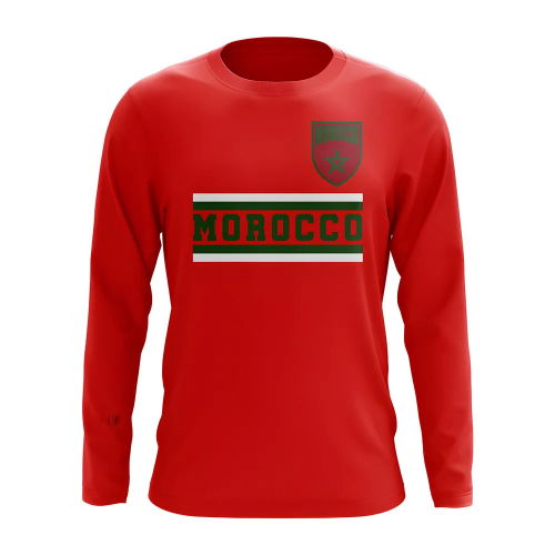 Morocco Core Football Country Long Sleeve T-Shirt (Red)