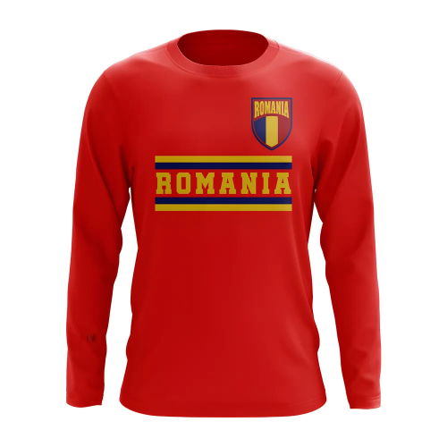 Romania Core Football Country Long Sleeve T-Shirt (Red)