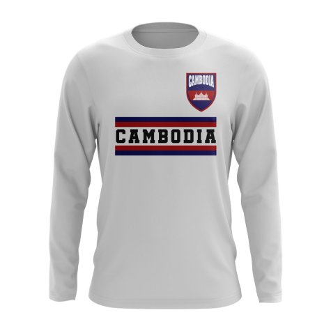 Cambodia Core Football Country Long Sleeve T-Shirt (White)