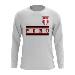 Peru Core Football Country Long Sleeve T-Shirt (White)