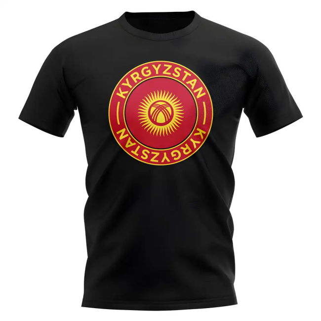 Kyrgyzstan Football Badge T-Shirt (Black)
