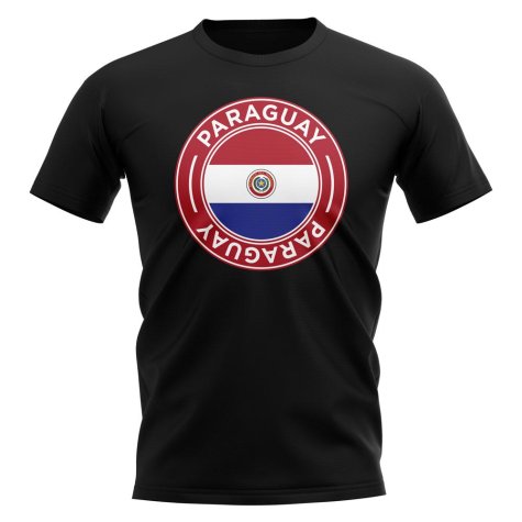Paraguay Football Badge T-Shirt (Black)