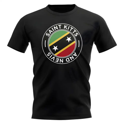 Saint Kitts and Nevis Football Badge T-Shirt (Black)