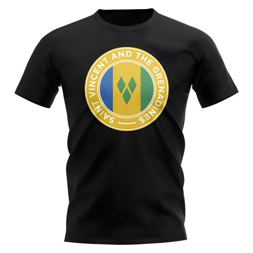 Saint Vincent and Grenadines Football Badge T-Shirt (Black)