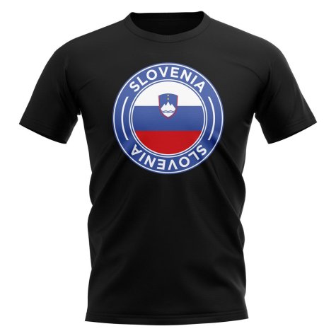 Slovenia Football Badge T-Shirt (Black)