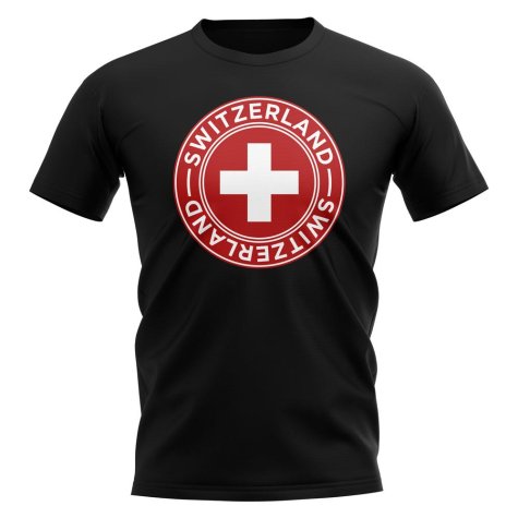 Switzerland Football Badge T-Shirt (Black)